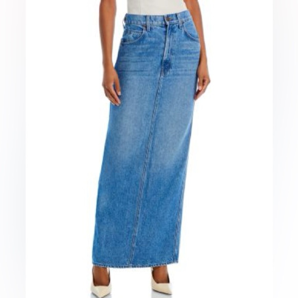 Mother Blue Denim Maxi Skirt